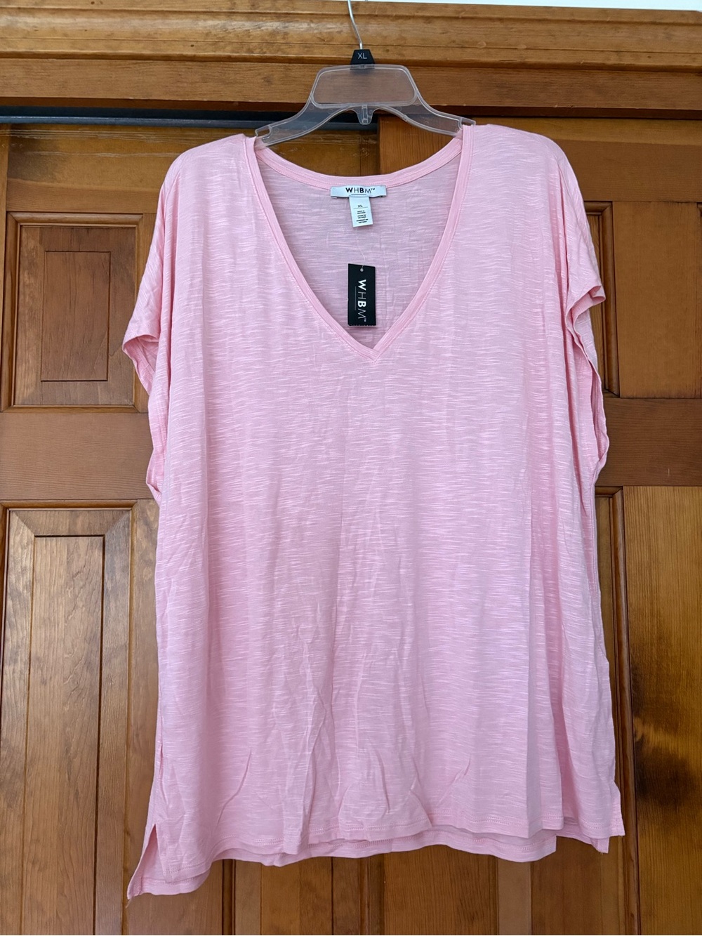 White House Black Market Light Pink V-Neck Short Sleeve Tee NWT XL